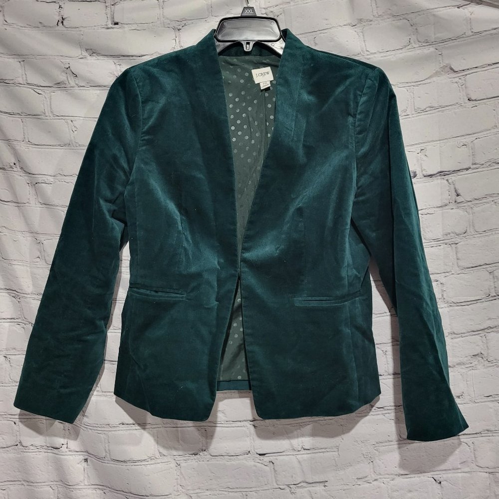 J. Crew Evergreen Velvet Going Out Blazer
